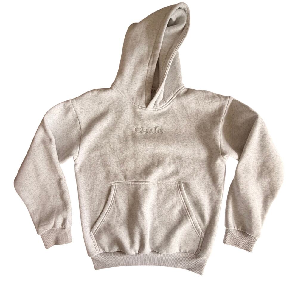 COMFRT Sweatshirt XS Hoodie logo on chest Heather light gray extra small
